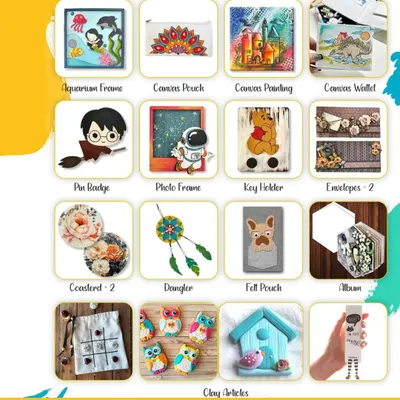 Our summer camp is packed with a huge variety of activities. From canvas painting and clay modeling to felt pouches and photo frames, kids get to explore over 15 different crafts.