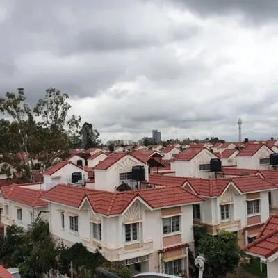 A view across a large villa community, a typical environment for our large-scale security deployments. We provide end-to-end security planning and installation for such residential projects.