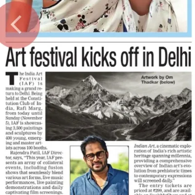 I was incredibly proud to see my work and an article about the India Art Festival featured in the Delhi Times. This kind of recognition in a major publication like The Times of India is a truly motivating experience.