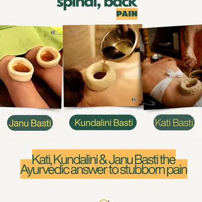 We offer specialized Basti therapies for different types of pain. Janu Basti targets knee issues, Kati Basti focuses on the lower back, and Kundalini Basti addresses spinal discomfort. Each therapy delivers warm, medicated oil directly to the source of pain for deep relief.
