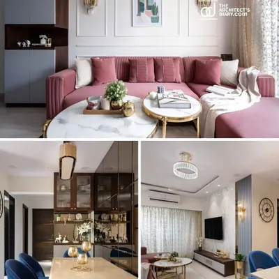 I am honored to have my project, 'The Adobe', featured in The Architect's Diary. This collage showcases the living and dining spaces, which were designed to be a perfect mix of opulence and comfort.