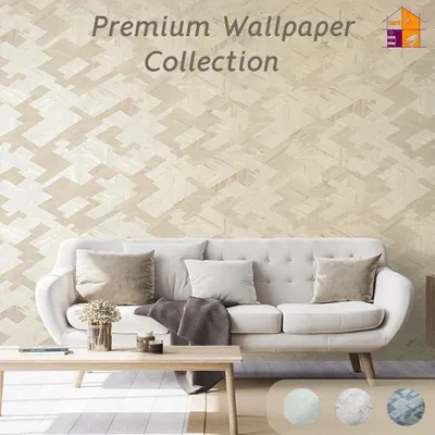 This premium wallpaper features a subtle, interlocking geometric pattern in a neutral beige tone. It's a perfect example of a modern design that adds texture and sophistication without overwhelming the space.