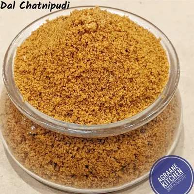 This is my freshly made Dal Chutney Pudi, a versatile and protein-rich powder. It's a perfect accompaniment to idli, dosa, or mixed with hot rice and ghee.