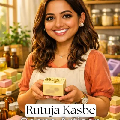A caricature of me, Rutuja Kasbe, the creative hands behind our handcrafted soaps. I am passionate about turning natural ingredients into skin-loving art, from simple handmade soaps to special occasion gifts.