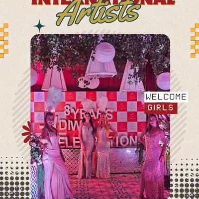Our elegant welcome girls, dressed in sparkling gowns, are ready to greet your guests and add a touch of glamour to your celebration.