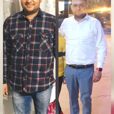 A fantastic 10 kg weight loss journey for this client. Along with the visible change, his blood sugar levels are now consistently within the normal range, showcasing a complete health turnaround.
