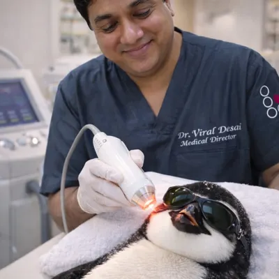 This image is a fun reminder to always choose expertise and safety over trends. Even this penguin knows that a qualified professional is the right choice for any procedure, ensuring the best and safest results.