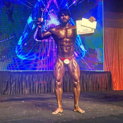 The result of months of dedication. On stage at the Mr. Haryana competition, where I secured 2nd place. This is what peak conditioning looks like.