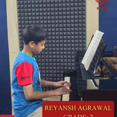Final rehearsals before the big day. Reyansh Agarwal practices on our acoustic piano, preparing for his Grade 2 Trinity College London examination in our sound treated studio.
