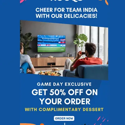 An example of our special game day promotions, offering exclusive discounts for home delivery. We create timely deals like this to enhance your at home experiences, whether you're watching cricket or celebrating an occasion.