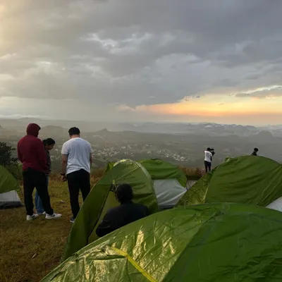 The view from our campsite at Narayana Giri as the sun sets. We always find the best spots to pitch our tents for an unforgettable experience.