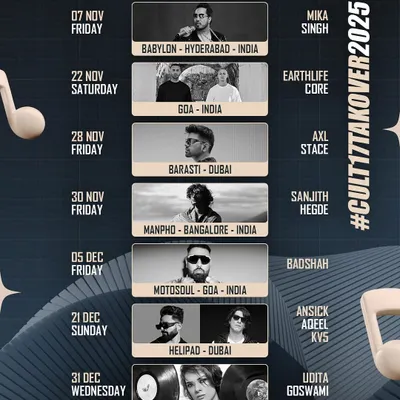 This is what a CULT 17 takeover looks like. We plan and execute multi-city, multi-artist tours across India and Dubai, managing complex schedules, venues, and logistics to create a cohesive and powerful tour experience.