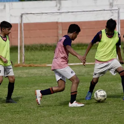 Players from two teams compete for the ball during an intense moment in our Intra Academy Football Championship. These matches are a fantastic way to build sportsmanship and a competitive edge.