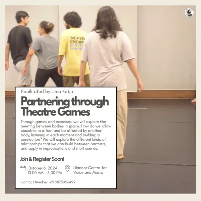 Participants exploring connection and relationships through exercises in our 'Partnering through Theatre Games' workshop.