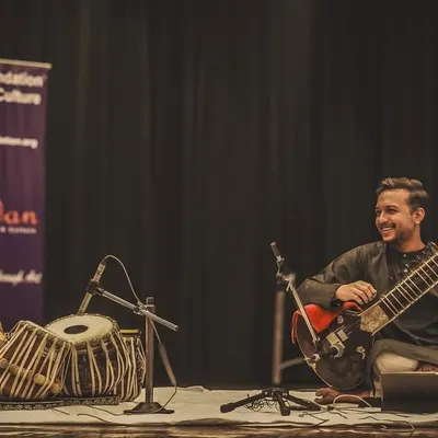 The connection between a sitarist and a tabla player is a silent conversation of rhythm and melody. Here is a moment of that beautiful interplay with the esteemed Pt. Ram Kumar Mishra Ji during a concert organized by the Vrindan Foundation.