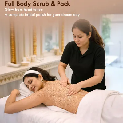 This is a key part of my pre-bridal packages, the full body scrub and pack. I use gentle, effective ingredients to exfoliate and polish the skin, ensuring a bride glows from head to toe on her special day.
