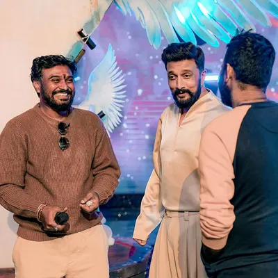 Sharing a laugh with Kiccha Sudeep sir during the grand launch of Bigg Boss Season 11. These moments on set are always memorable and I'm always excited for these collaborations.