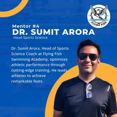 Dr. Sumit Arora, Head Sports Science Coach at Flying Fish, leverages his expertise to lead athletes toward achieving remarkable feats in competitive swimming.