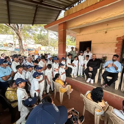 Saurabh Netravalkar, our former trainee and now a USA international cricketer, engages with a group of our young players, answering their questions and sharing insights from his professional career.