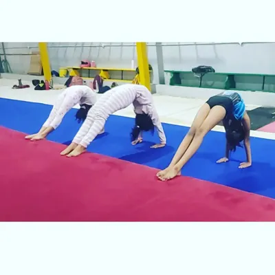Flexibility is key in gymnastics. Here, students work on their backbends, supporting each other and improving together.