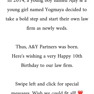 We recently celebrated our 10th birthday as a law firm. It was a milestone made possible by every person who has been a part of our journey, and we were overwhelmed by the heartfelt messages we received.