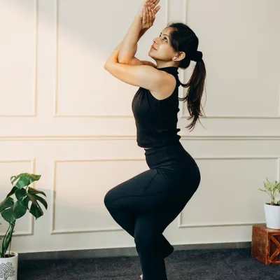 Garudasana (Eagle Pose) is a beautiful standing balance that challenges focus while opening the shoulder and hip joints. This pose teaches you to find stability in compression and stillness in a twist.
