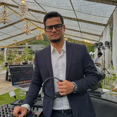 All set and ready to rock a wedding reception and afterparty. I always dress professionally to match the occasion of your special day.