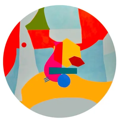 A digital mock-up of the "Mumbai meri jaan" abstract ceiling art. This 14-foot diameter piece is an abstract map of the city, with colors representing the sea, sky, and landmarks.