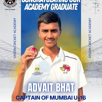A proud moment for the academy. Our graduate Advait Bhat was appointed Captain of the Mumbai U-16 team, a result of his hard work and the professional cricket training he received with us.