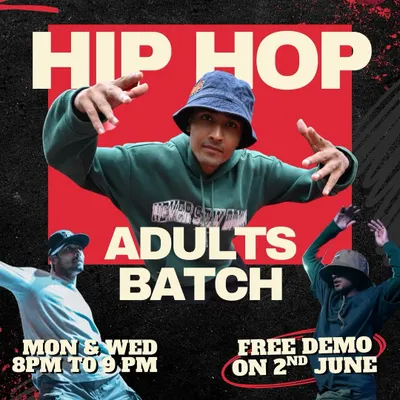 Our hip-hop adults batch is starting with a free demo class. This is your chance to register and experience quality dancing with our expert instructors.