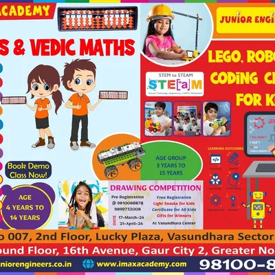 This flyer provides a comprehensive look at our dual offerings in mathematical and technical education. On one side, we focus on Abacus and Vedic Maths for cognitive development, and on the other, we highlight our hands-on LEGO, Robotics, and Coding classes.
