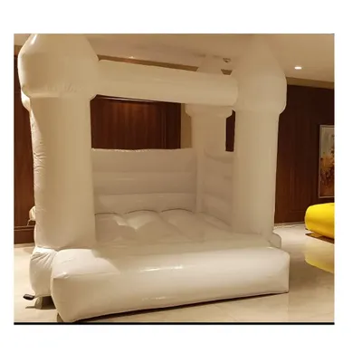 My all-white bouncy castle set up indoors. This rental is ideal for themed parties, baby showers, or any event where you want a clean, modern look.