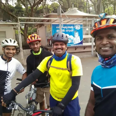 The crew, all smiles and ready to tackle the climb. This was taken at the base of Nandi Hills before we started our ascent.