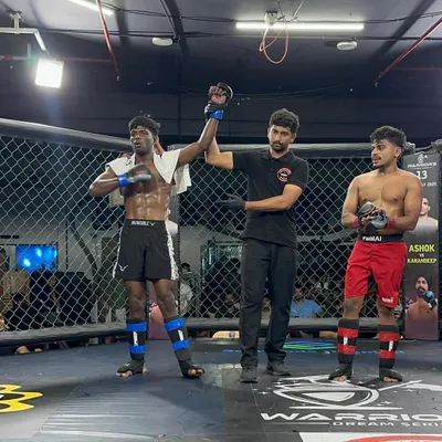 The moment your hand is raised. This is what every drop of sweat in the gym is for. A dominant first-round submission victory for our fighter Vishal Shetty at WDS Fight Night.