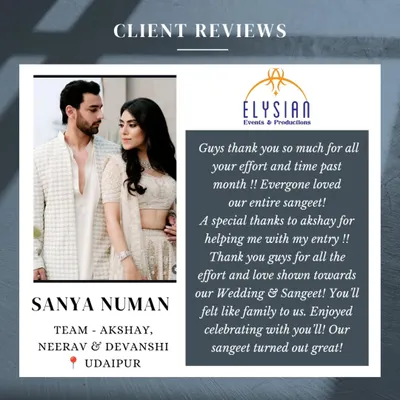 "You'll felt like family to us." We are so happy we could make Sanya and Numan's sangeet a great one.
