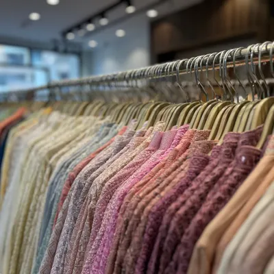 Our collection of embroidered and chikankari kurtas for men. This rack shows a variety of colors and delicate threadwork, offering plenty of stylish and comfortable options for any festive occasion.