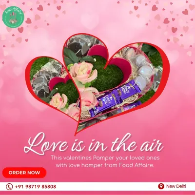 A heart-shaped Valentine's Day hamper filled with chocolates and other treats to pamper your loved ones.