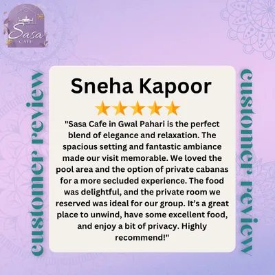 Thank you, Sneha. I'm so glad you enjoyed the spacious setting, private cabanas, and food. Creating memorable and private experiences is what I aim for.