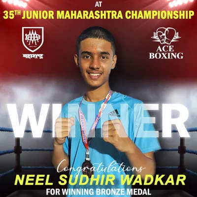 Congratulations to our boxer Neel Sudhir Wadkar for securing a bronze medal at the 35th Junior Maharashtra State Boxing Championship. His performance representing Thane District is a moment of great pride for our academy.
