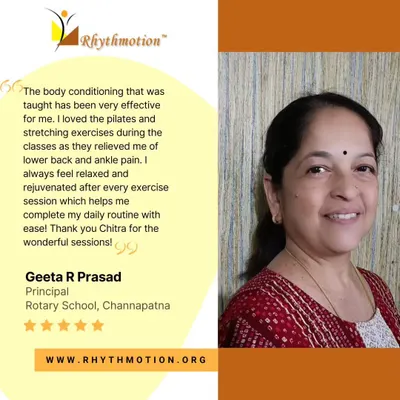 Geeta, a school principal, shares how my classes helped relieve her of lower back and ankle pain. My program is designed for everyone, not just professional dancers.