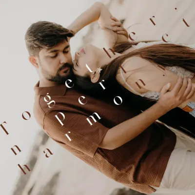Together in perfect harmony. This artistic shot captures the couple in a peaceful embrace on the sand, a beautiful representation of their serene and deep connection.