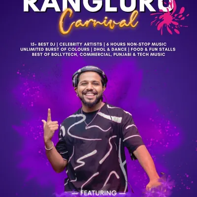 My official poster for the Rangluru Carnival, Central Bangalore’s biggest open-air Holi festival. Performing for such a massive, colorful crowd is an experience like no other.