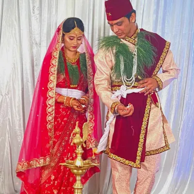 A full view of my beautiful Nepali bride and groom during their wedding ceremony. It was an honour to be part of their special day.