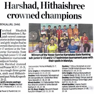 This newspaper feature celebrates the victory of our dedicated athlete, Dhanya Manjunatha. Her championship win highlights how our focused sports physiotherapy programs help build champions.