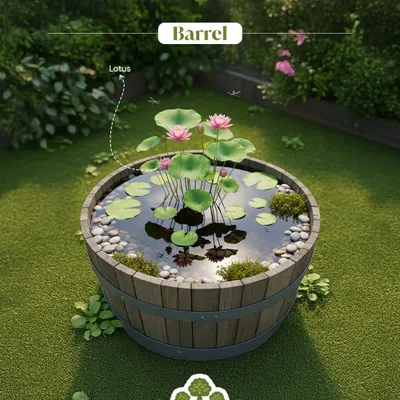 You can bring the magic of wetlands home, even in small spaces. This mini pond, created in a rustic barrel with lotus flowers, is a simple way to support local biodiversity and add a unique water feature to your garden.