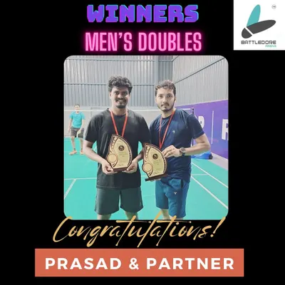 Congratulations to my student Prasad and his partner for winning the Men's Doubles title. Their victory is a direct result of the dedication they put into our training sessions.