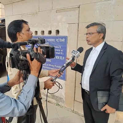 Speaking with the press after successfully securing bail for a client in a Narcotics Control Bureau (NCB) case filed under the NDPS Act at Patiala House Courts.