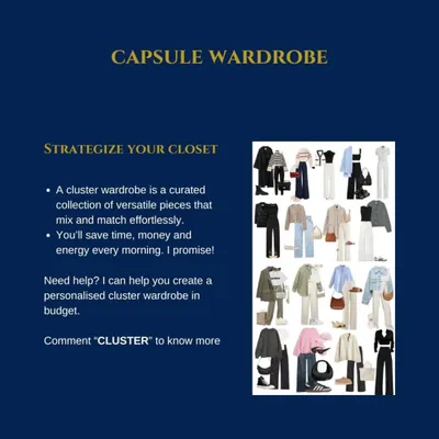 A capsule wardrobe is a curated collection of versatile pieces that mix and match effortlessly. This strategy will save you time, money, and energy every single morning. I can help you create a personalized one on a budget.