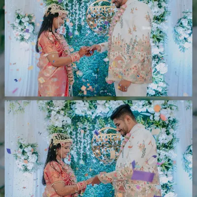 The pivotal moment of the ring exchange during an engagement ceremony, with confetti celebrating the union. I capture this from multiple angles to ensure the memory is perfectly preserved.