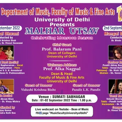 This is a poster from the Malhar Utsav at the University of Delhi, where I was invited to perform a solo tabla recital. It is always a pleasure to perform for students and faculty at universities, where the desire to learn is so strong.